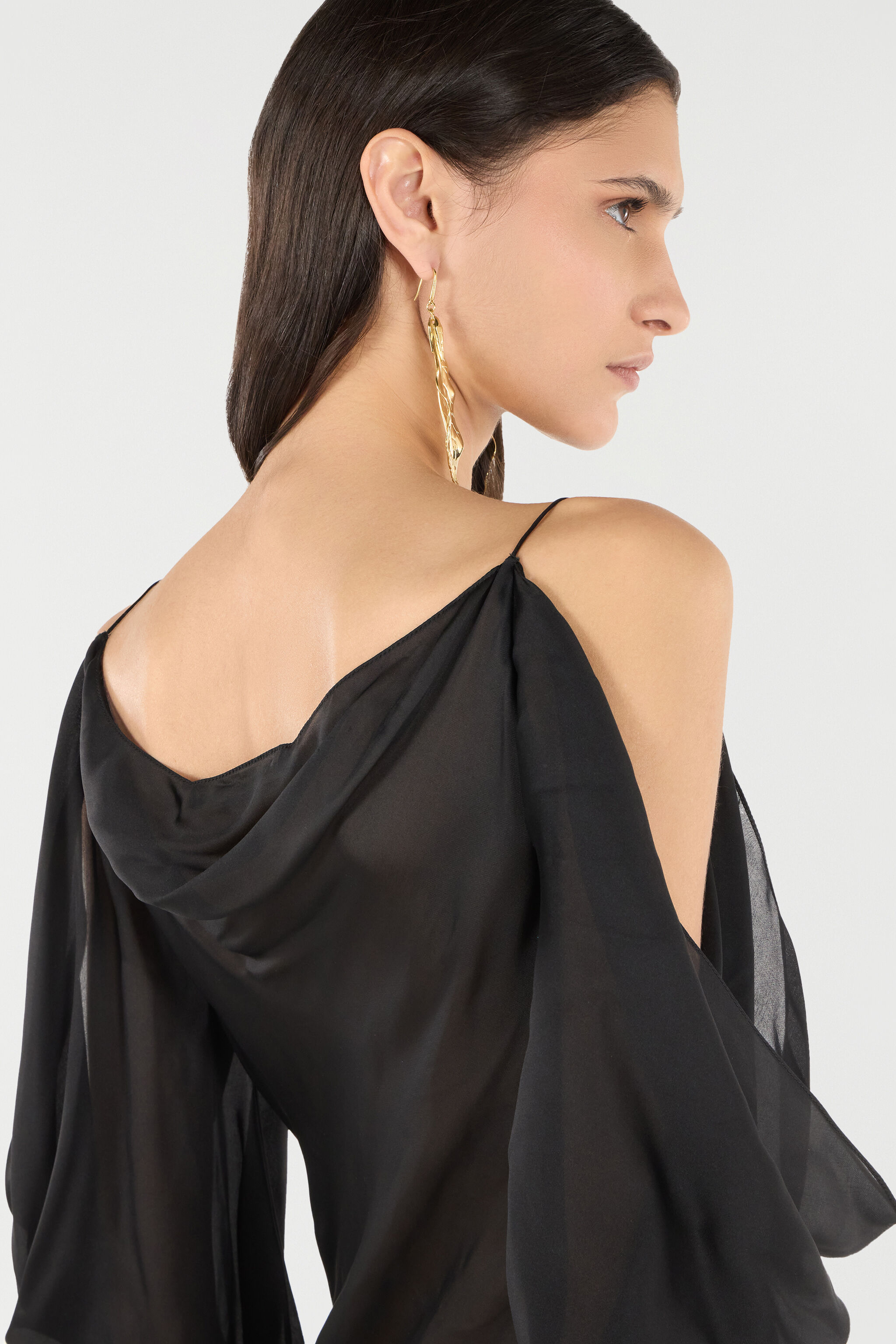 RC Langes Kleid aus Seide Schwarz UKT117-CC032