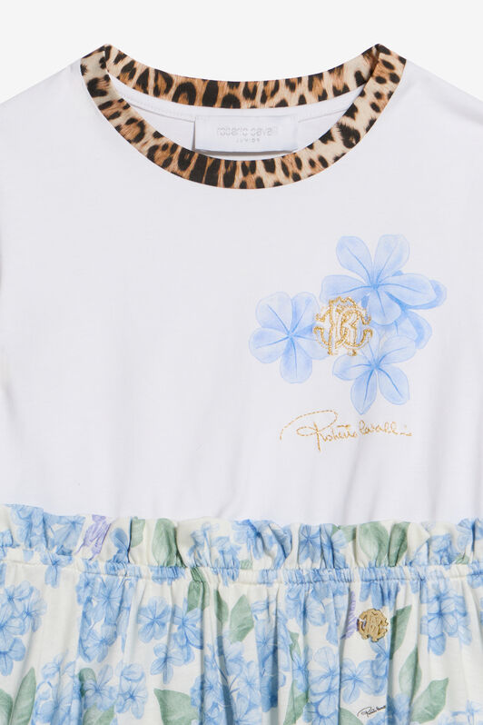 JU Baumwollkleid Mit Plumago-Print WHITE/BLUE WJT10B-JD001