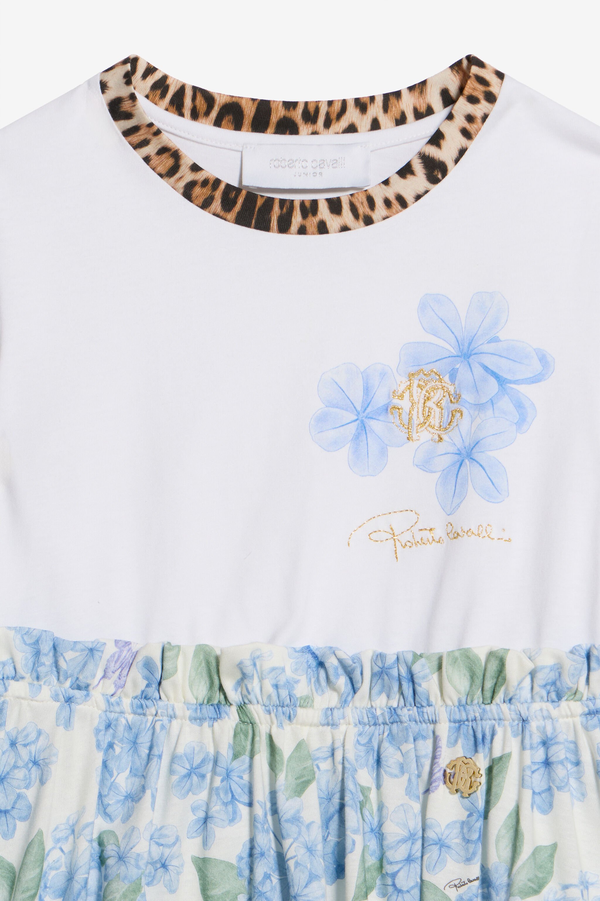 JU Baumwollkleid Mit Plumago-Print WHITE/BLUE WJT10B-JD001