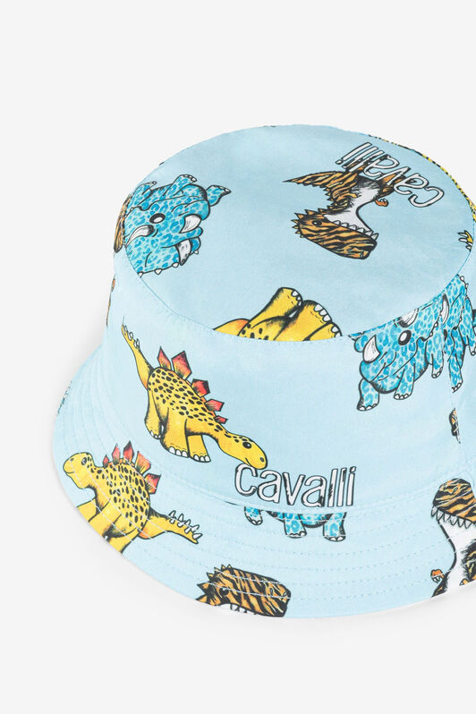 JU Cappello da pescatore con logo e stampa dinosauri JU Cappello da pescatore con logo e stampa dinosauri Azzurro QJZ003-5RF59