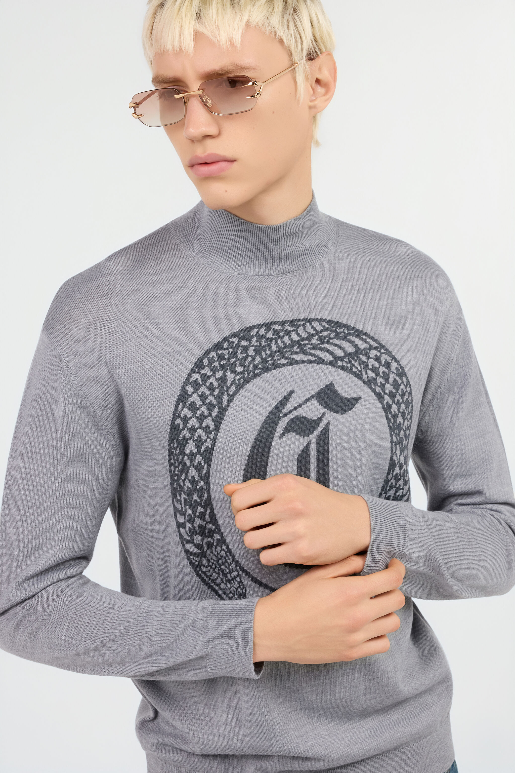 JC Grauer Pullover mit Logo GRIGIO MELANGE VFM003-VF051