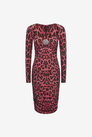 ${brand} Vestido midi con estampado de leopardo ${colorDescription} ${masterID}