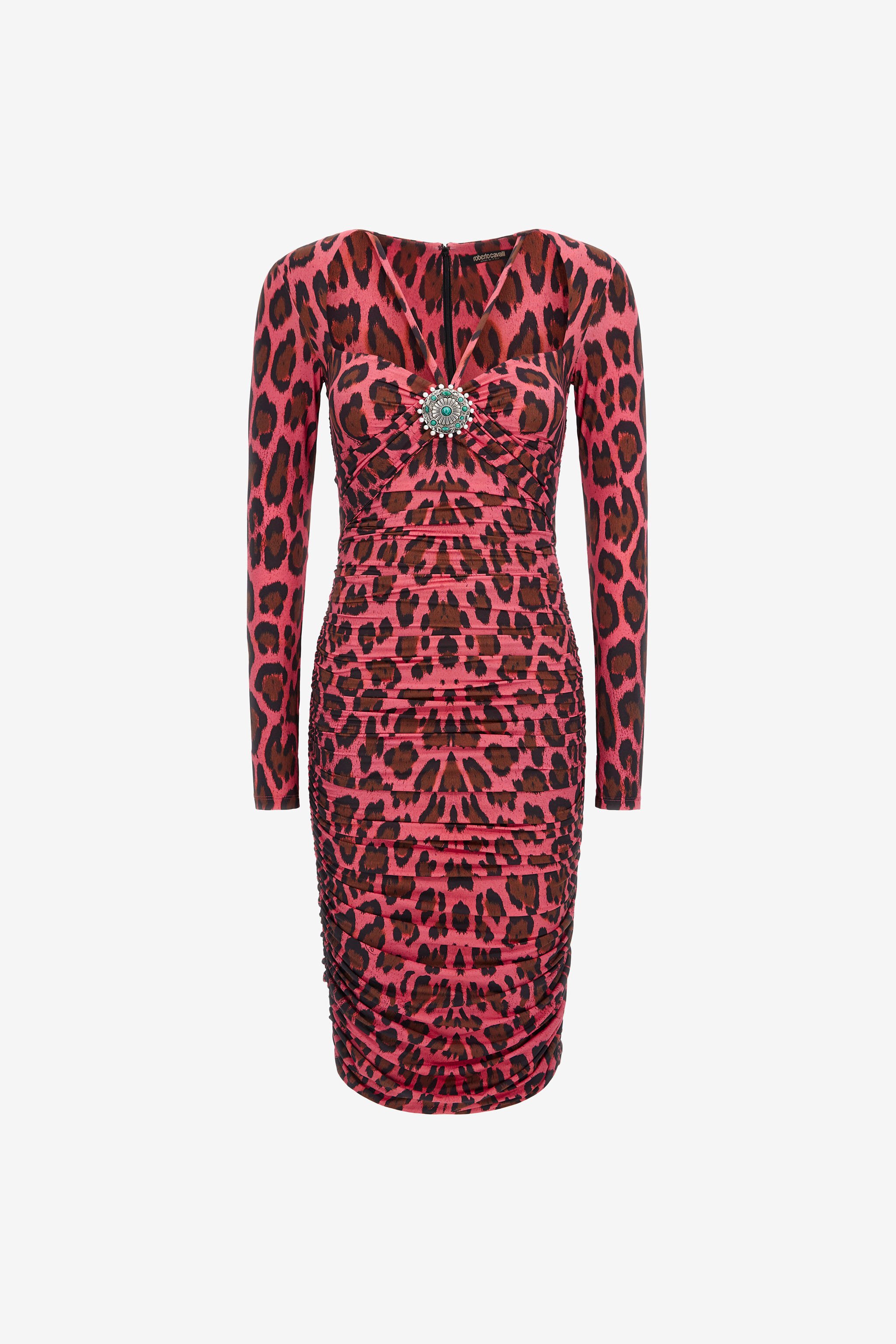 RC Midi-Kleid mit Leopardenmuster Fuchsia RWT171-LNI13