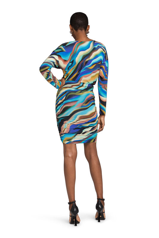 RC Abstract-Print Mini Dress BLUE/PINK JWT109-8FT52