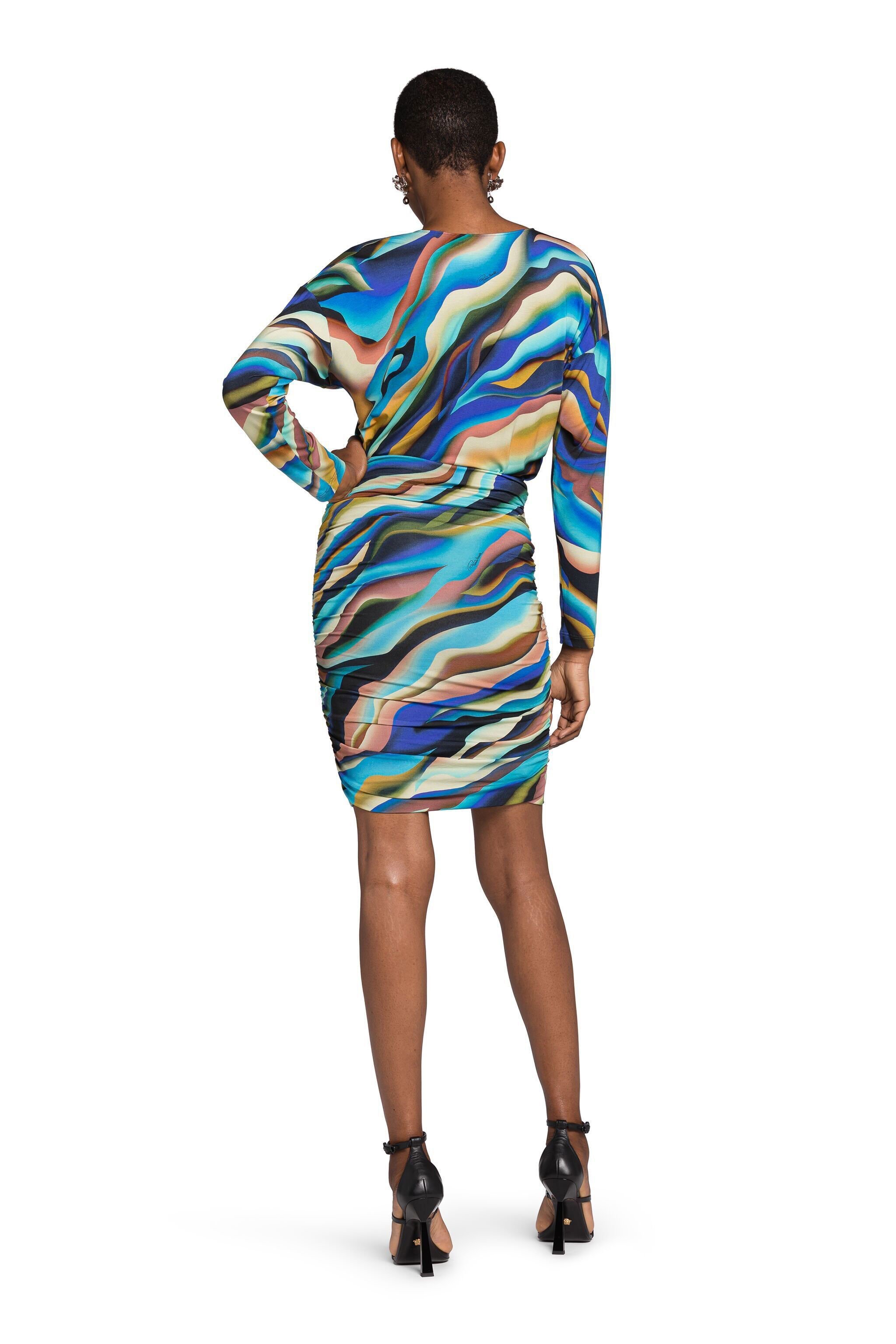 RC Abstract-Print Mini Dress BLUE/PINK JWT109-8FT52