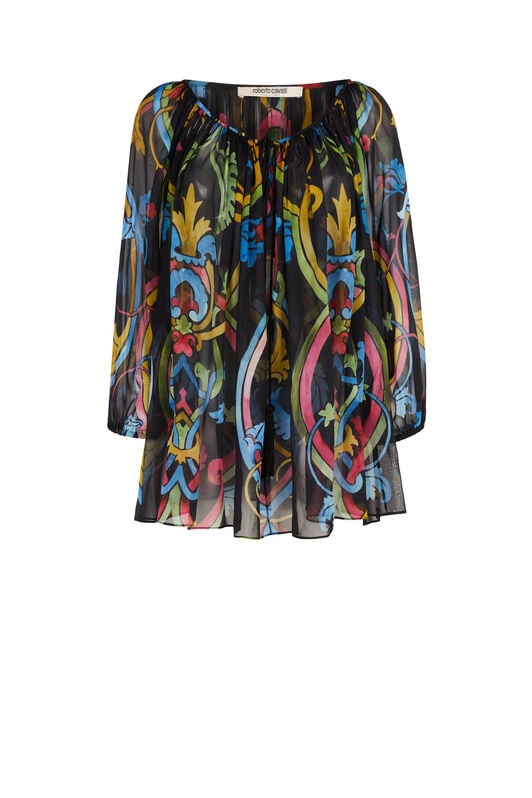 RC Ophelia-Print Silk Top RC Ophelia-Print Silk Top BLACK LQT712-GFZ37