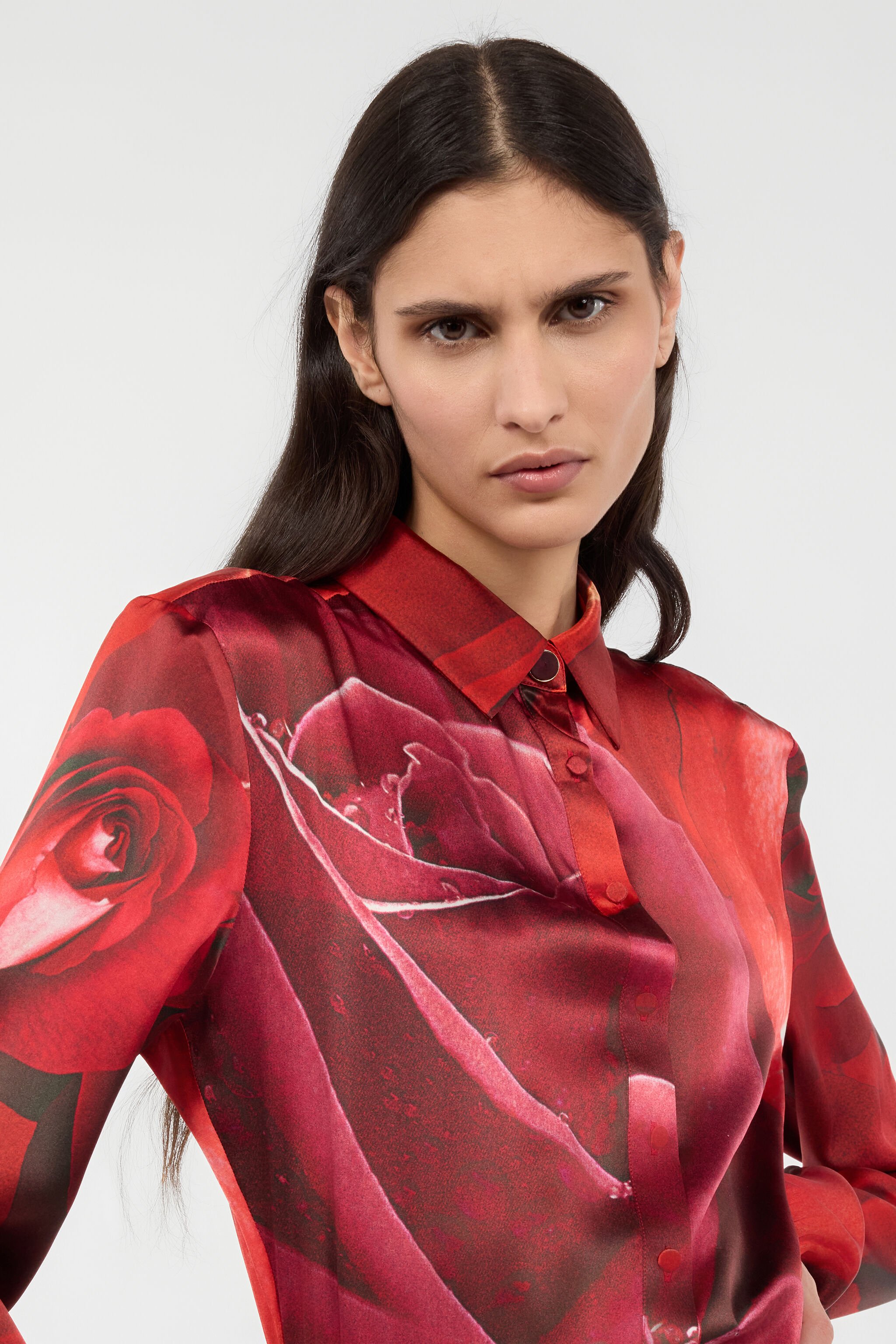 RC Bodysuit Shirt With Garden Rose Print Red UKT706-RYN48