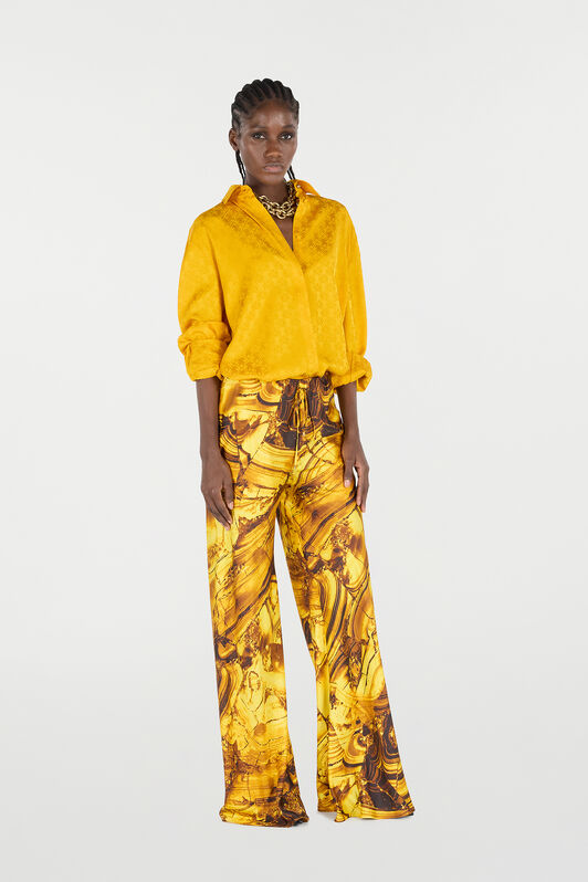 RC Loose Silk Pants with Amber Print RC Loose Silk Pants with Amber Print Amarillo VKT210-4QP74