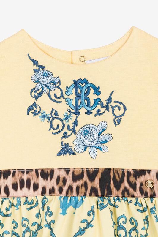 JU RC Monogram-Print Cotton Dress Yellow RJT102-JD001