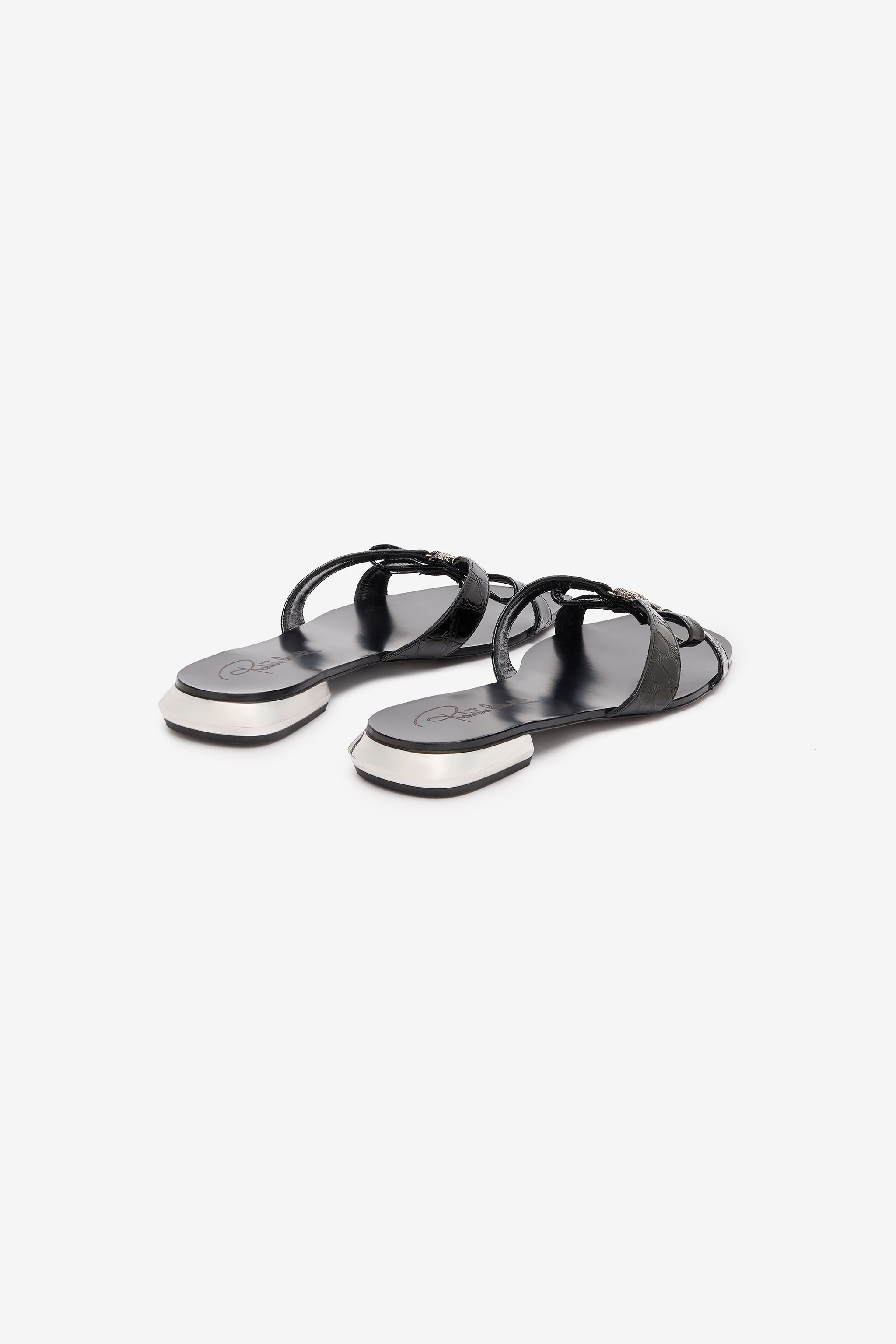 RC Low Sandals With Mirror Snake Monogram Black UKS008-PZV97
