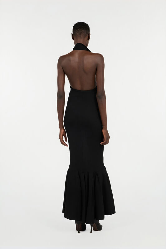 RC Long Black Ribbed Dress Noir VWM109-MH014