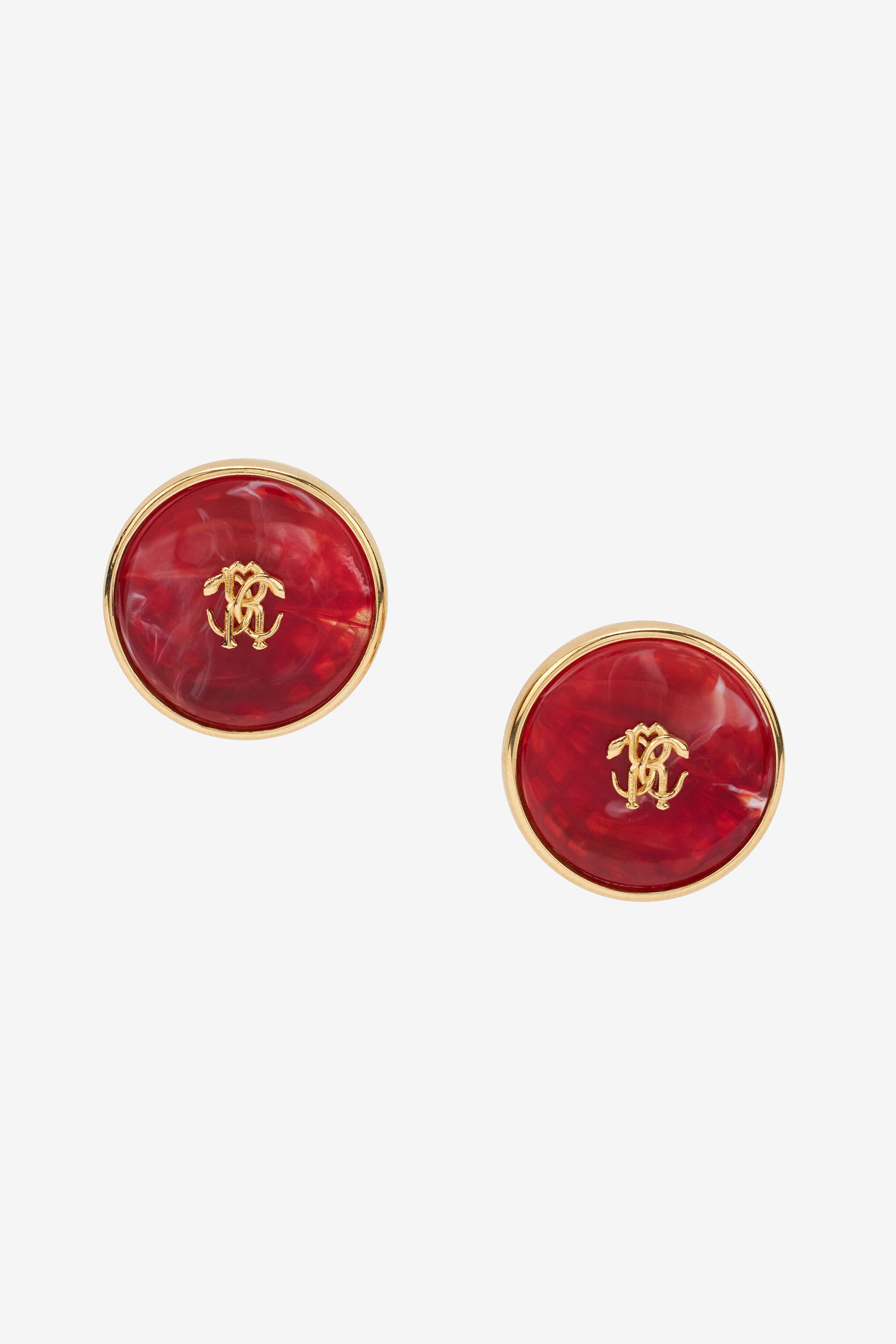 RC Mirror Snake Monogram Clip-On Earrings Red UKG006-AM015