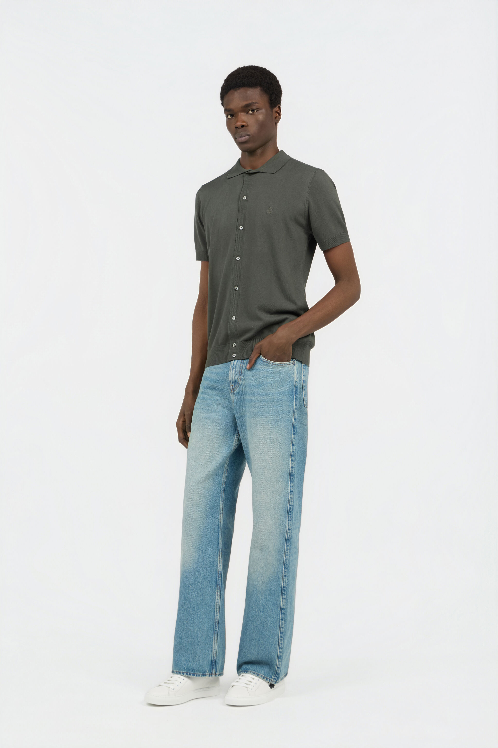 RC Polo Verde de Punto con Monogram RC MILITARY GREEN SOT71D-VI044