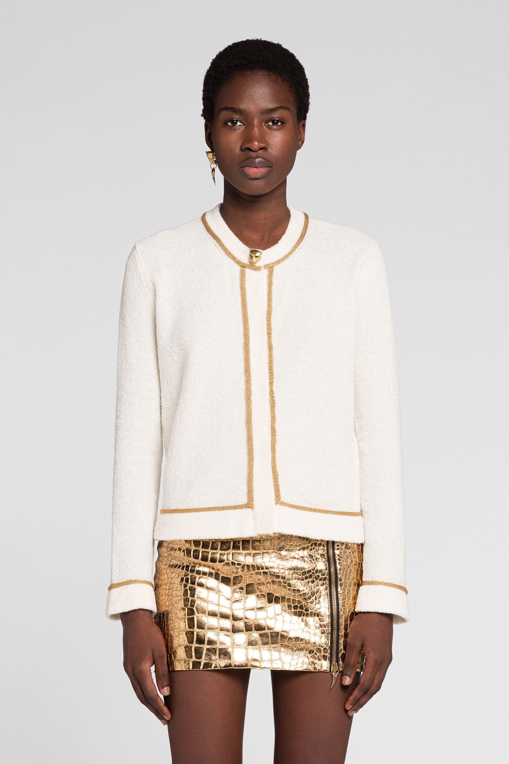 RC Logo-Embroidered Cardigan Ivory OKM612-MR001