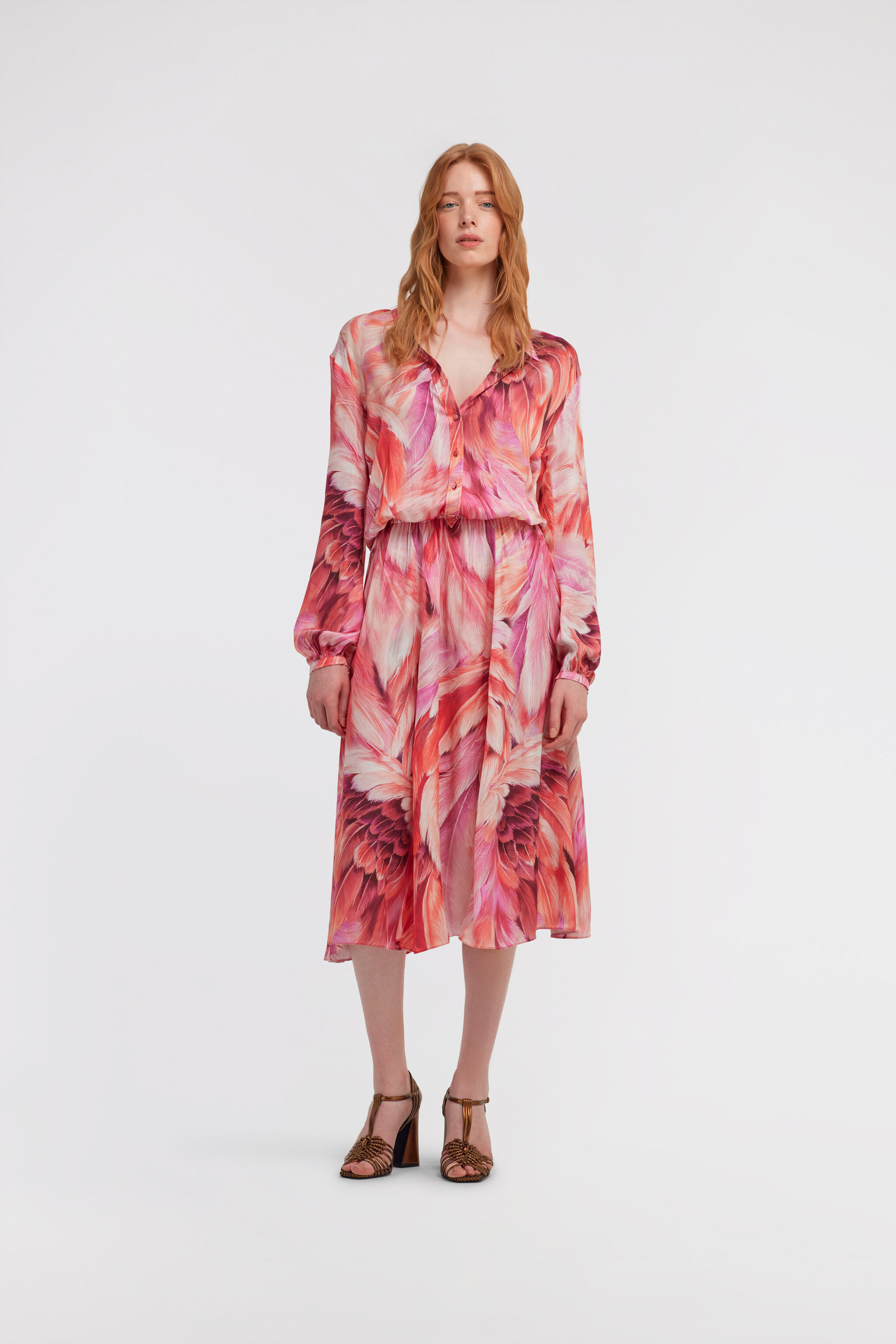 RC Long dress Plumage print Fuchsia SWT117-6DL71