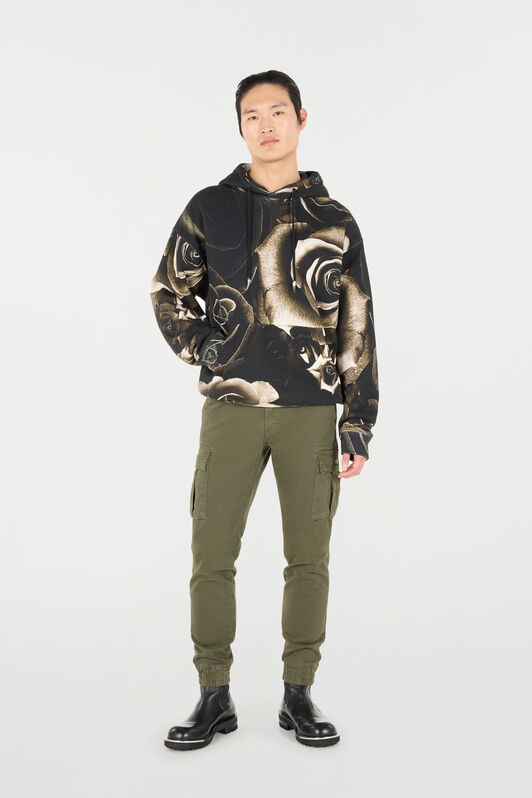 RC Rose-Print Hooded Sweatshirt Black/White URT69B-5ON48