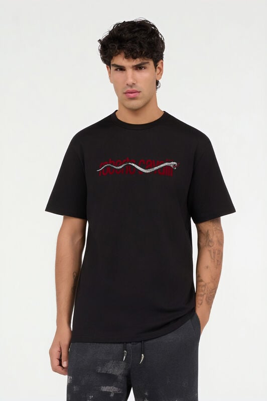 RC Black T-shirt with Snake Logo Embroidery BLACK ROT60C-JD065