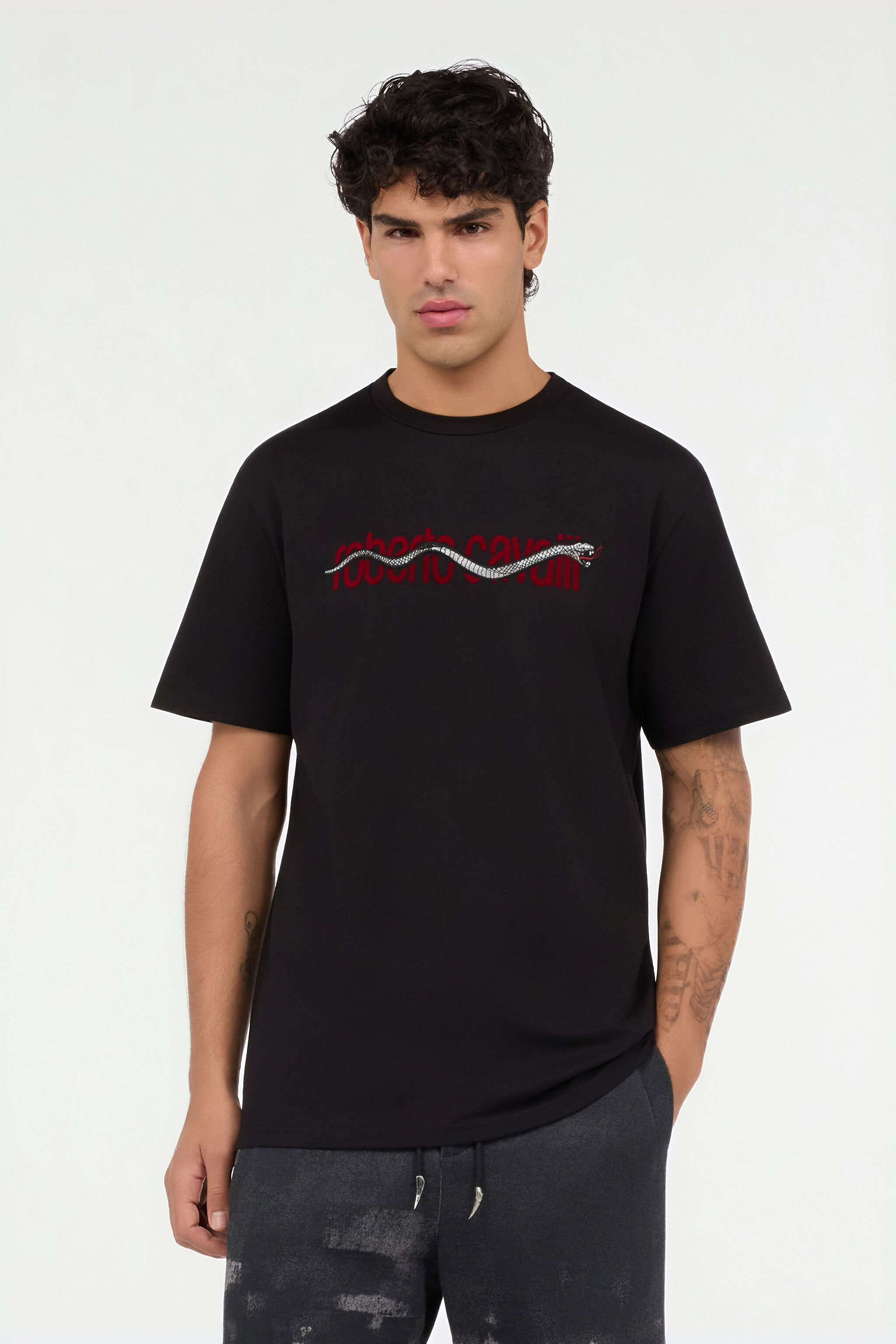 RC Black T-shirt with Snake Logo Embroidery BLACK ROT60C-JD065