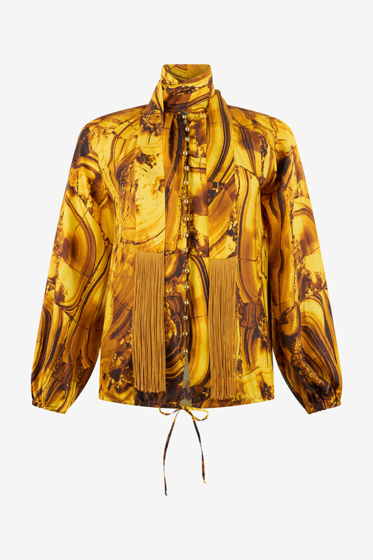 RC Tigereye Print Silk Shirt RC Tigereye Print Silk Shirt AMBRA/NERO VKT700-4QP74