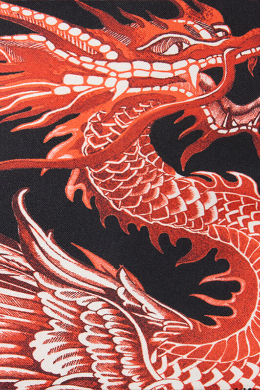 RC Silk Mini Skirt with All-Over Dragon Print RC Silk Mini Skirt with All-Over Dragon Print Black/Red VQT302-OZP75