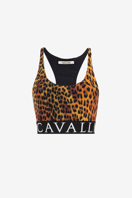 RC Jaguar-Print Logo-Jacquard Crop Top RC Jaguar-Print Logo-Jacquard Crop Top Orange OQT60D-LND02
