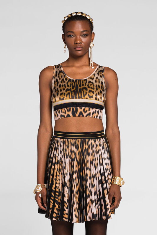 RC Leopard-print cropped top Marrón claro QKM605-MH001