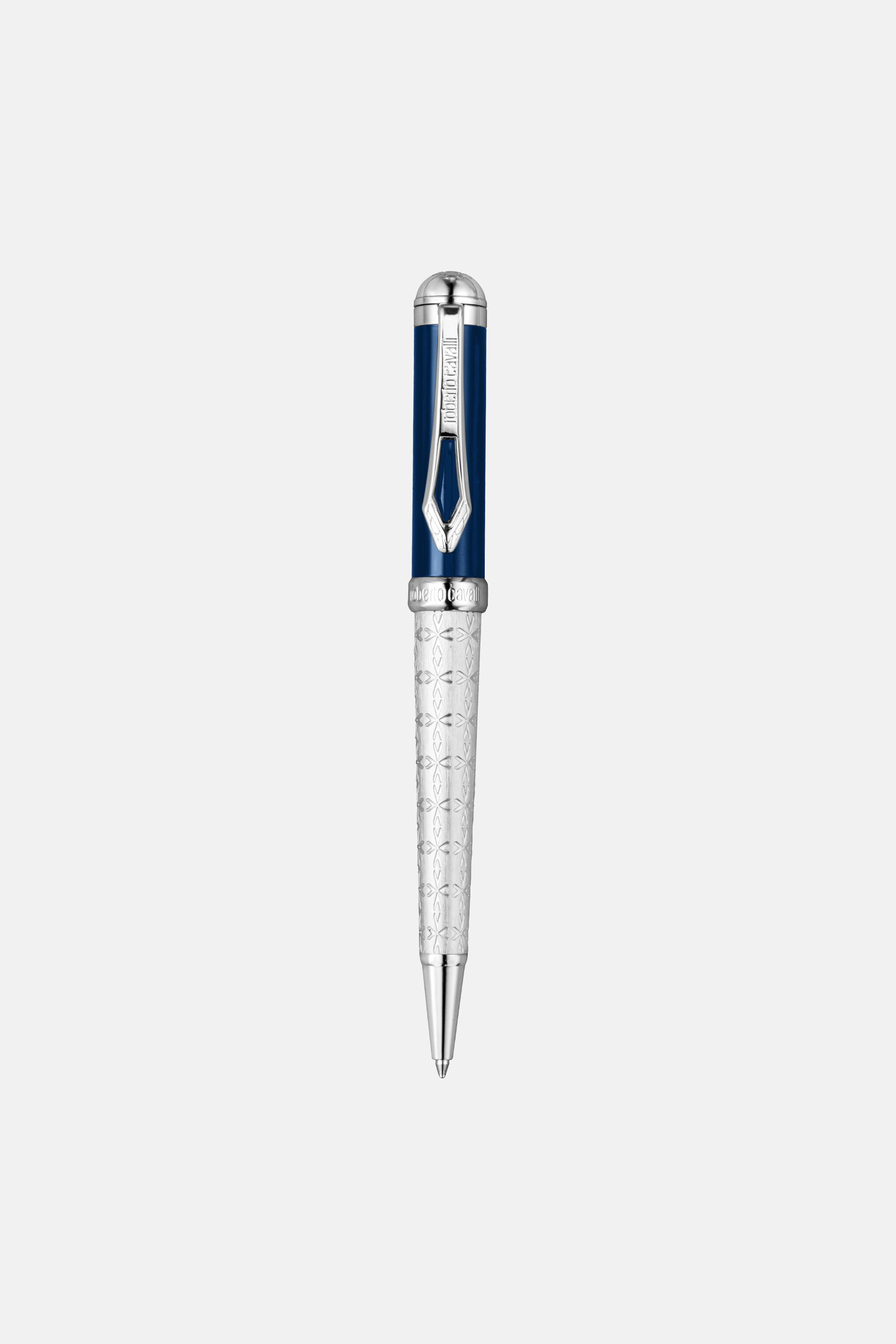 RC Roberto Cavalli Ballpoint Pen, Silver Color & Blue Lacquer SILVER BLUE UALT04-IT531