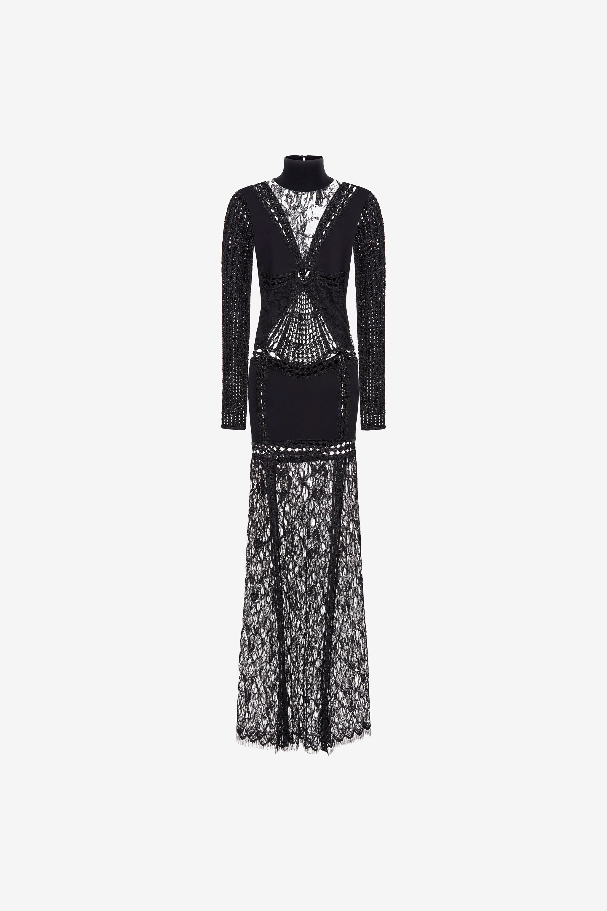 RC Long embroidered knit dress Black RWM105-MG011