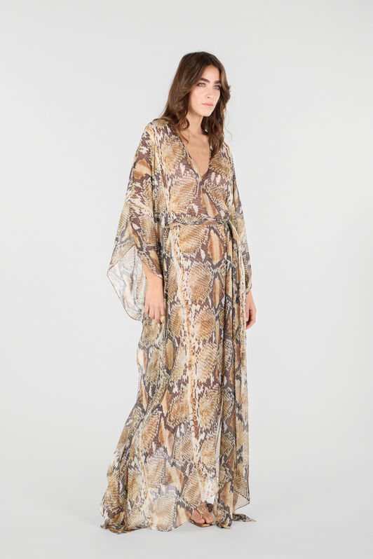 RC Python Print Kaftan Light Brown UWW005-HNN93