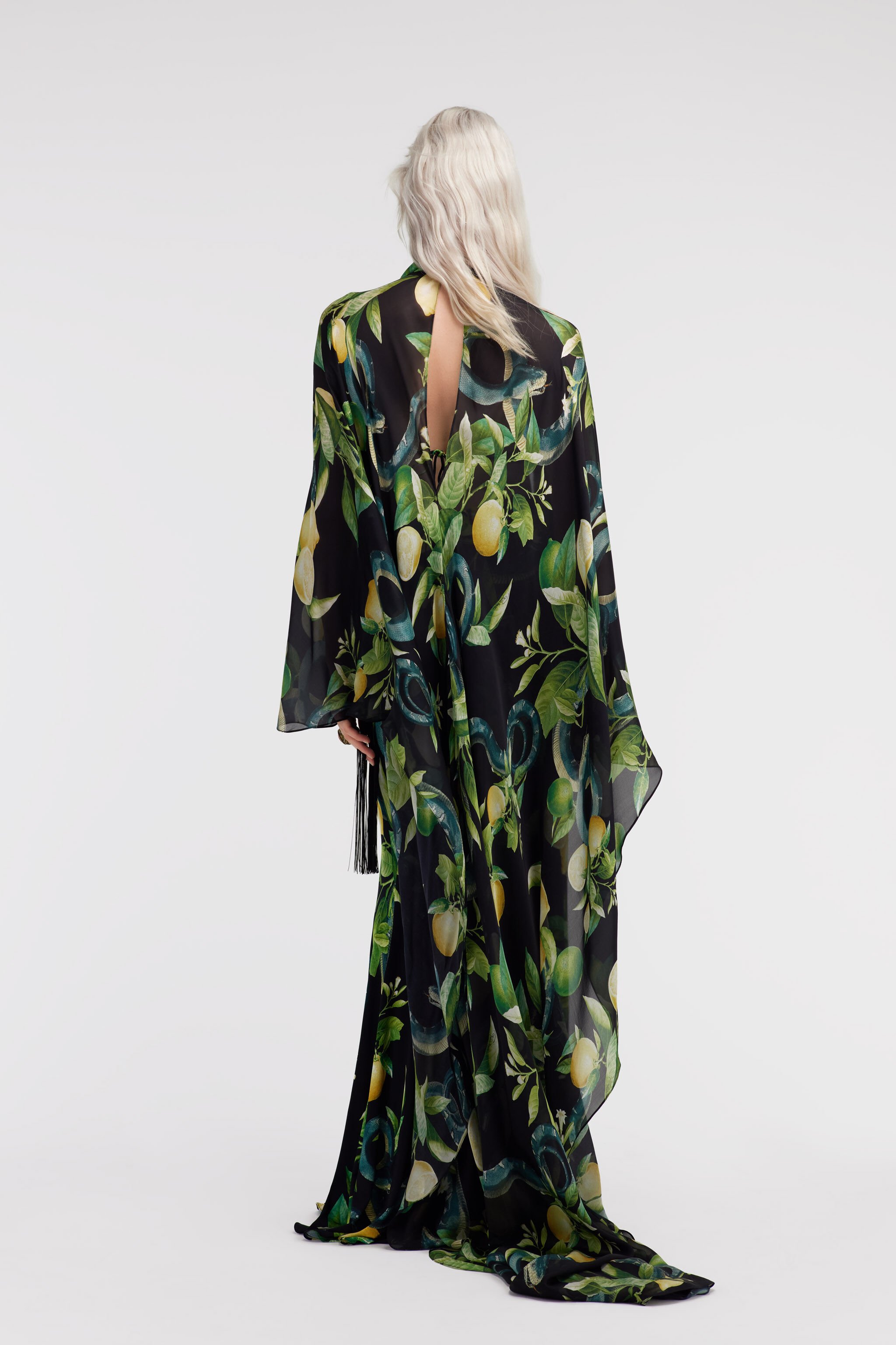 RC Lemon print kaftan Black SKT122-JRI89