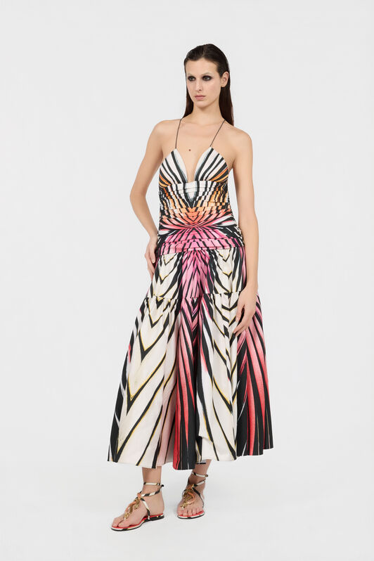 RC Ray Of Paradise Print Midi Dress CORAL XKT130-3AM33