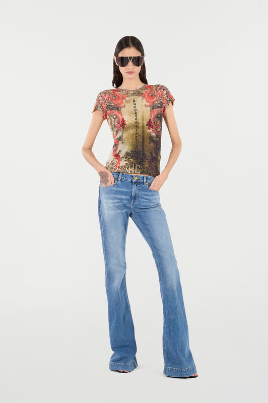 RC Flared Jeans With Mirror Snake Monogram BLU SCURO 193921 UKJ205-DS001