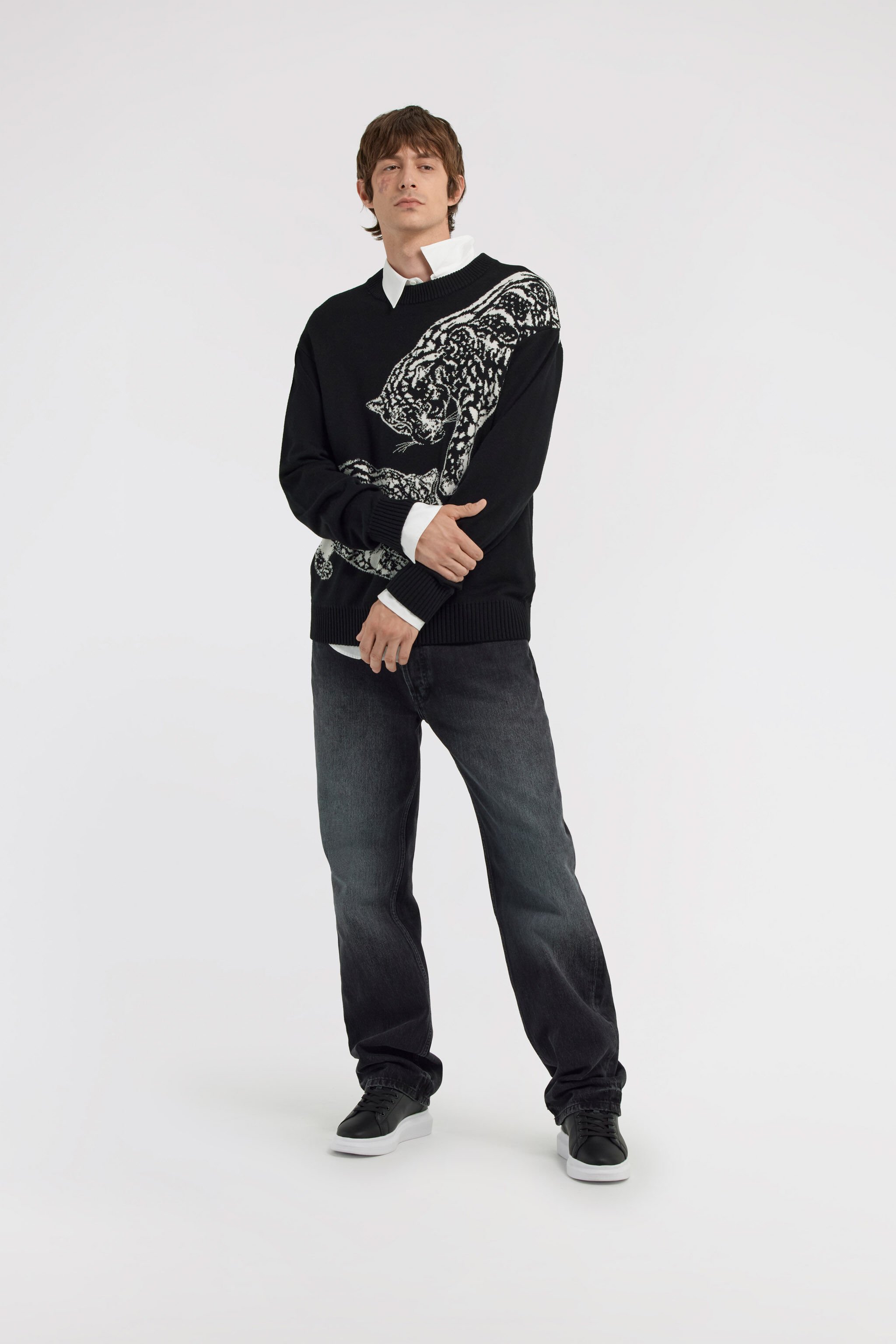 JC Just Cavalli crew neck sweater Black TFM007-TF027