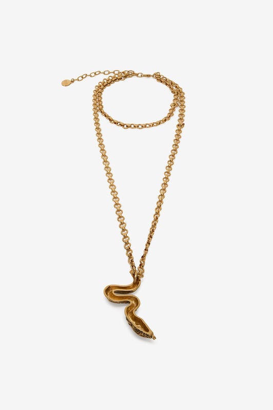RC Antiqued Gold Necklace with Snake OLD GOLD WWG015-AM001
