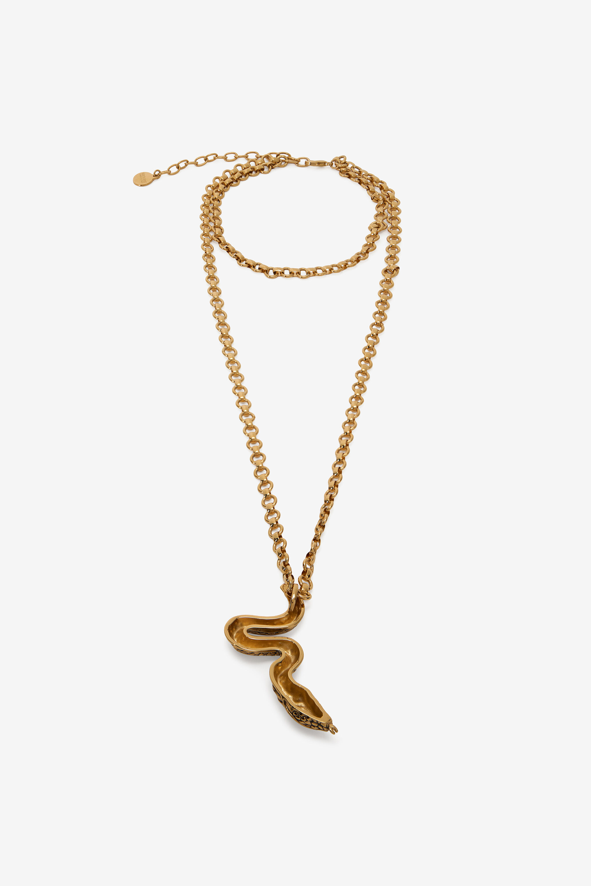 RC Antiqued Gold Necklace with Snake OLD GOLD WWG015-AM001