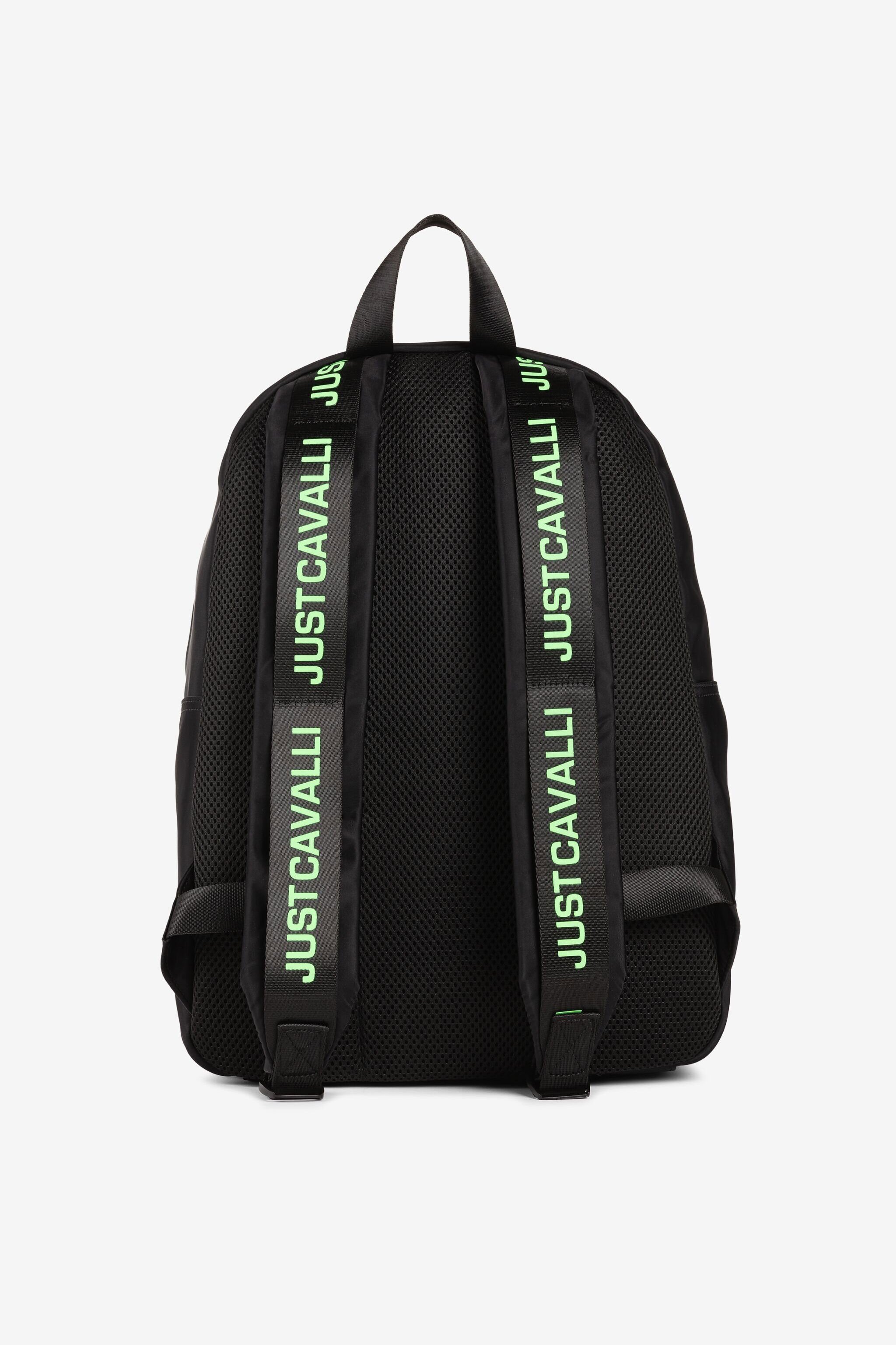 JC Just Cavalli Logo-Print Backpack BLACK & GREEN Q62334-Q1237