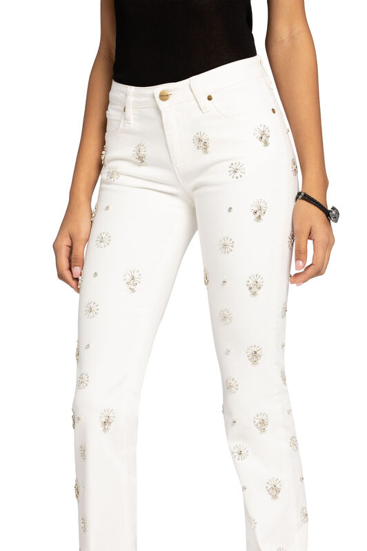 RC Bead-Embellished Jeans Blanco MQJ216-DE005