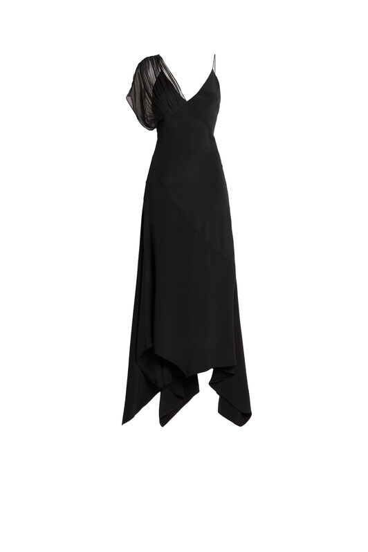 RC Black asymmetric silk cady dress Black HQT113-KU028