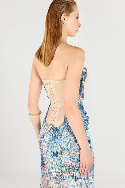 RC Mermaid Print Dress Maxi Blue/Silver UWR119-CKN92