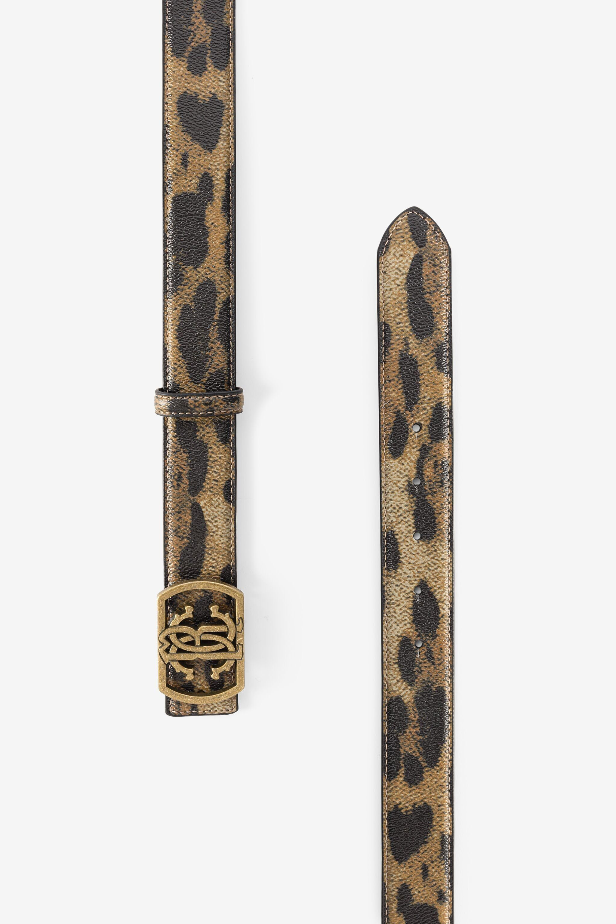 RC Leopard-Print RC Monogram Belt Brown/Black JSC001-ABO01