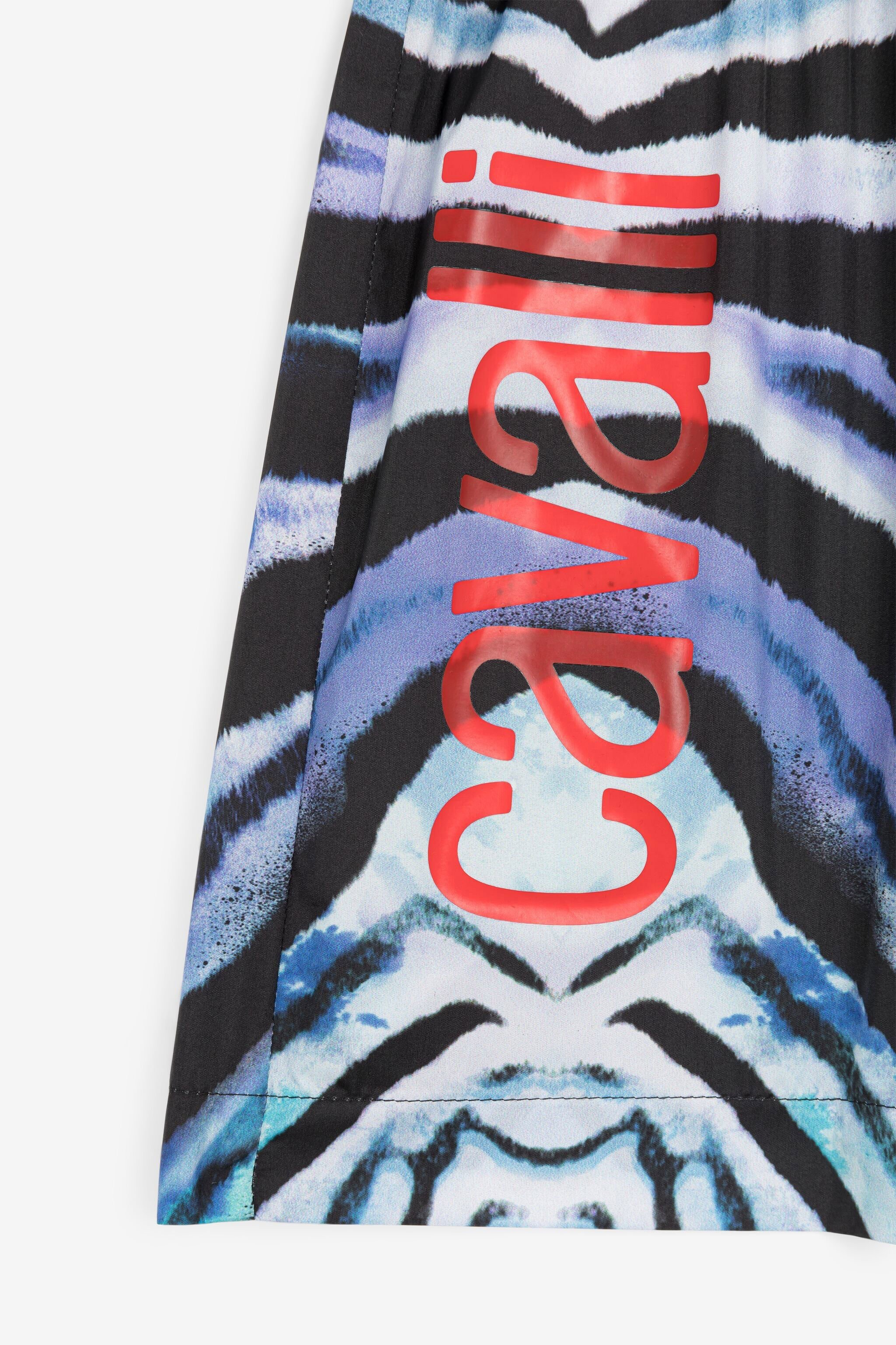 JU Badeshorts mit Zebra-Print und Logo Blau OJH011-3F000