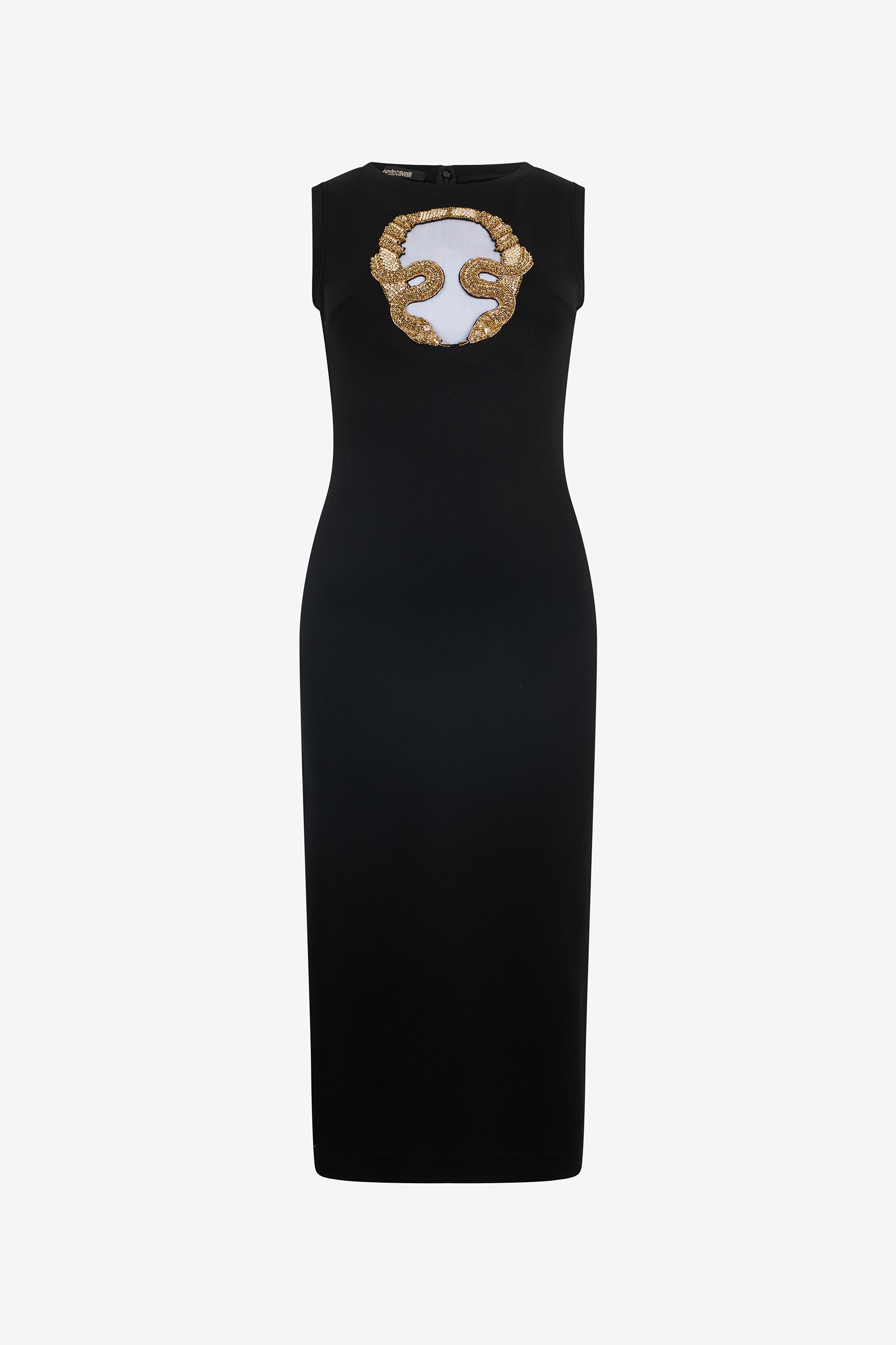 Serpentine embroidered Dress in BLACK for Women | Roberto Cavalli®