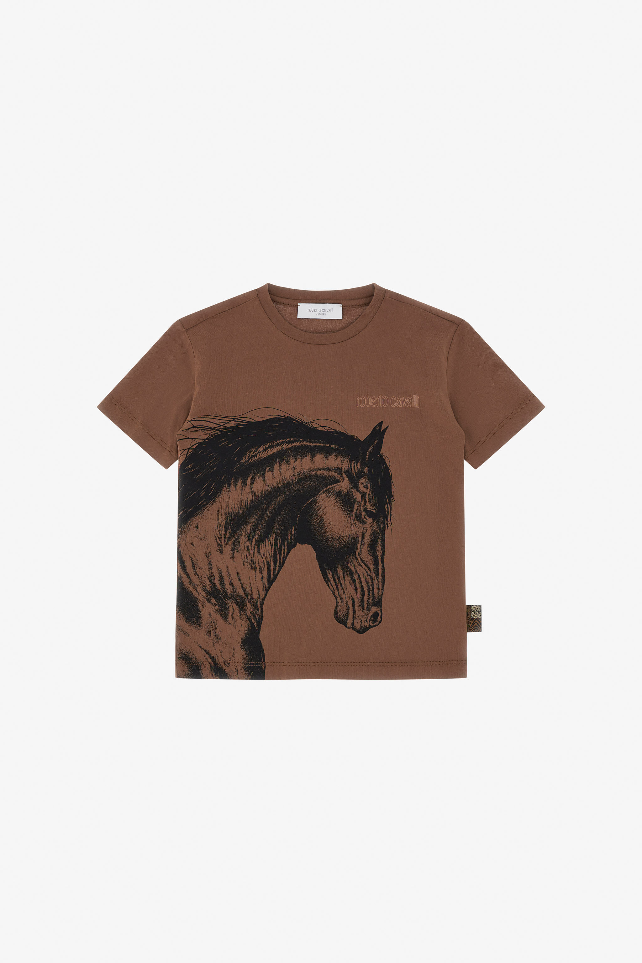 JU T-Shirt Con Cavallo E Logo BROWN MUD TJT60S-JD001