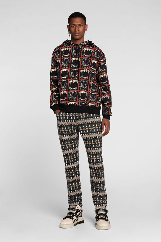 RC Teeth And Panther-Print Cotton Hoodie MULTICOLOR PNT69E-5OF25