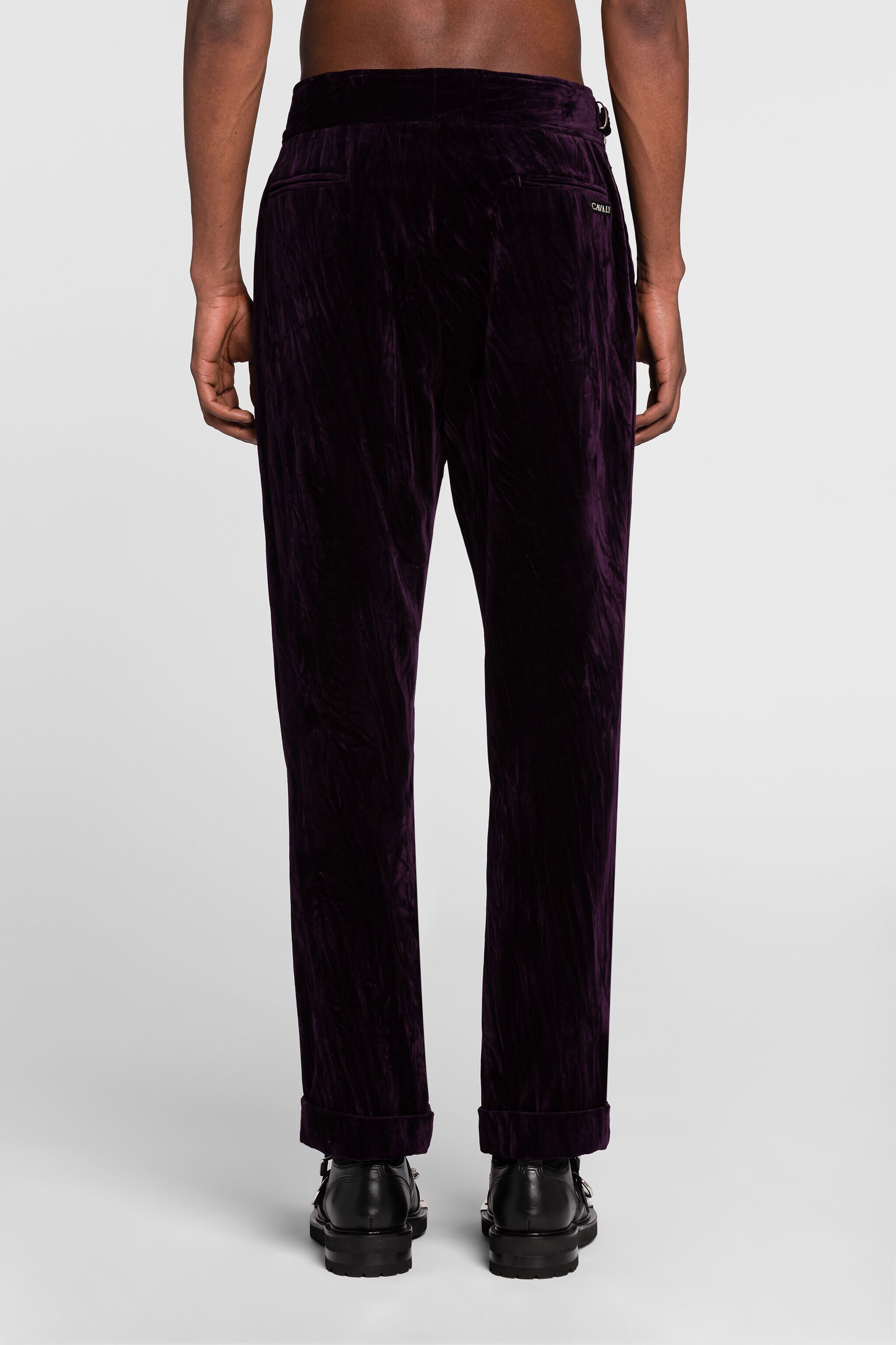 RC Pleated Velvet Trousers Purple PNT204-VL063