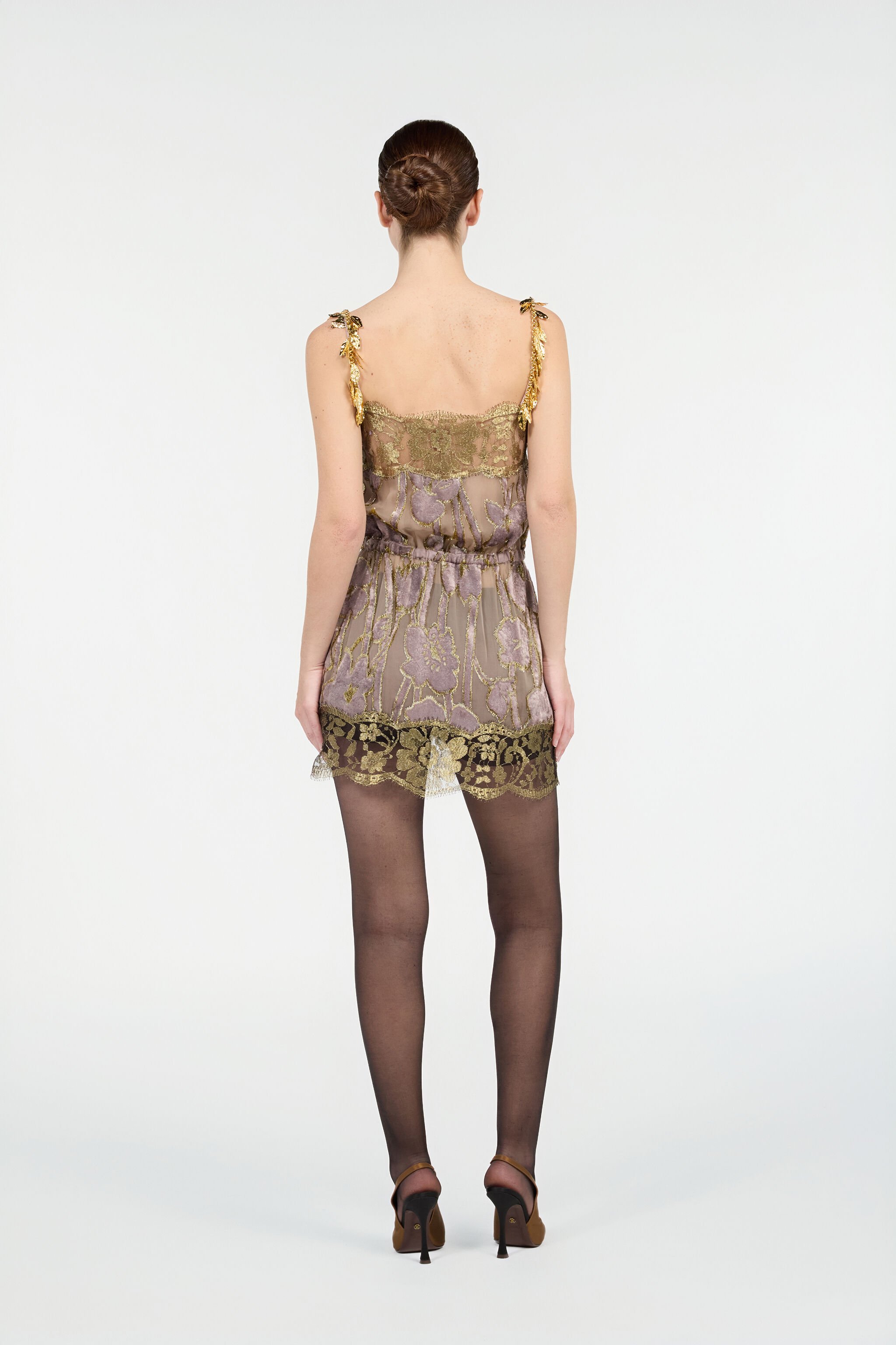 RC Nude Mini Dress With Floral Pattern NUDE VWT144-FC007