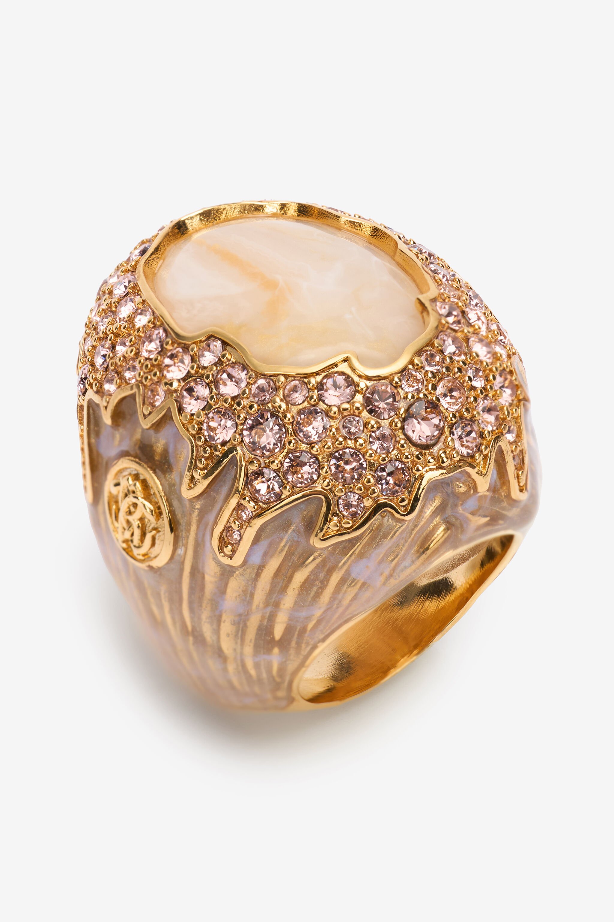 RC Bague Design Sculptural Doré et Beige Or UWG015-AM072