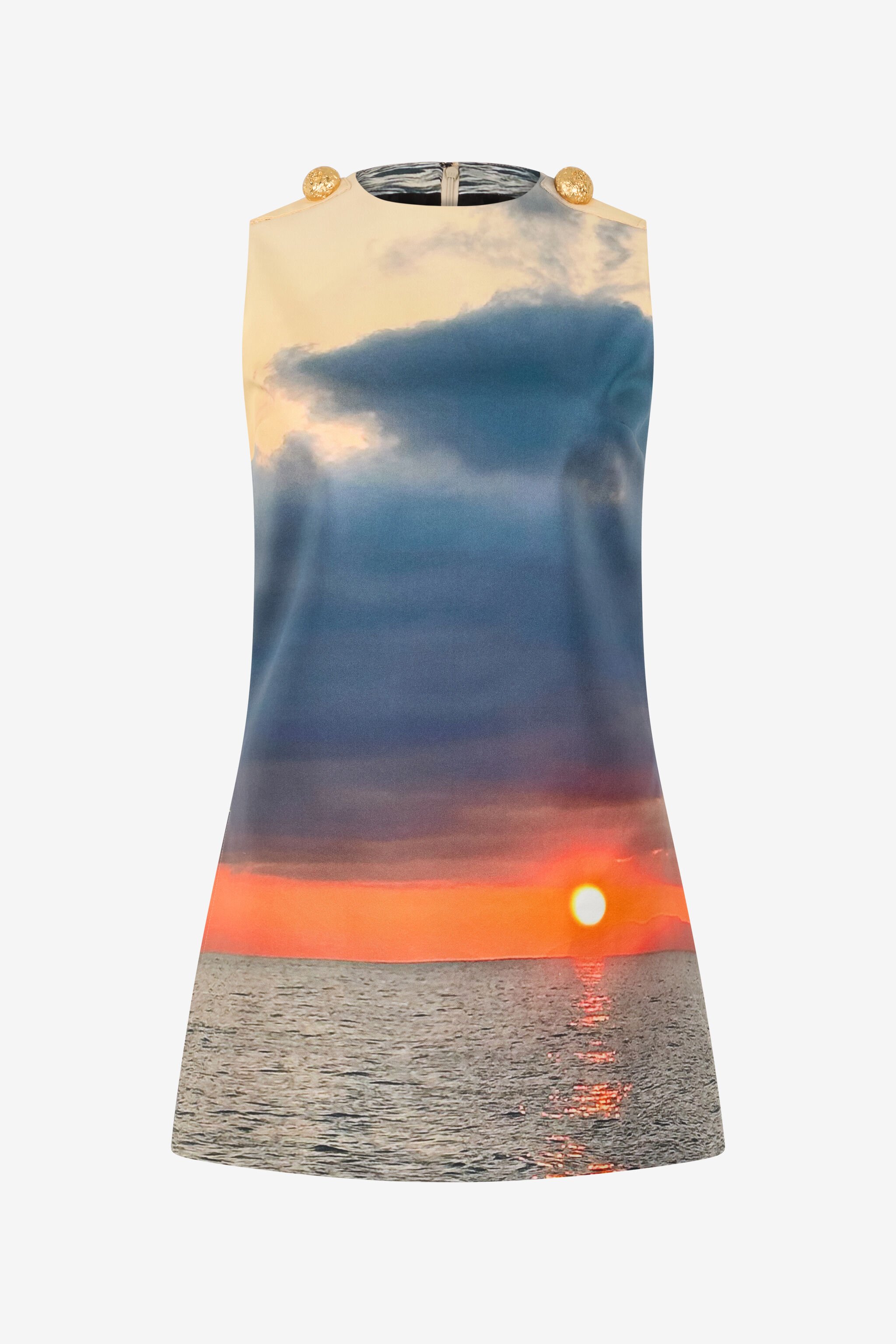RC Kurzes Kleid mit Sunrise-Print Blau/Orange UWT138-4QN96