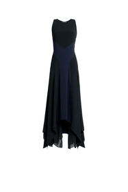 ${brand} Long black and navy silk dress ${colorDescription} ${masterID}