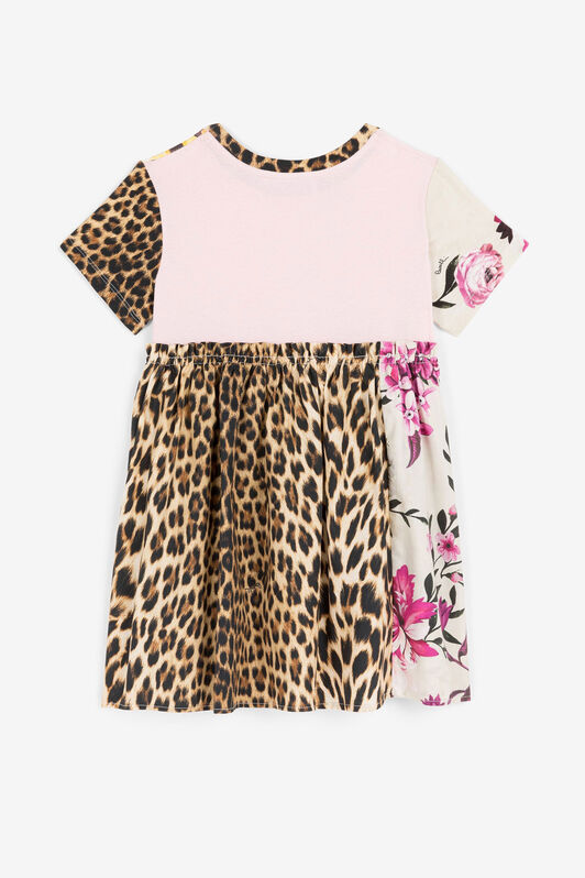 JU Leopard And Flower-Print Dress JU Leopard And Flower-Print Dress Pink OJT164-ISA2J